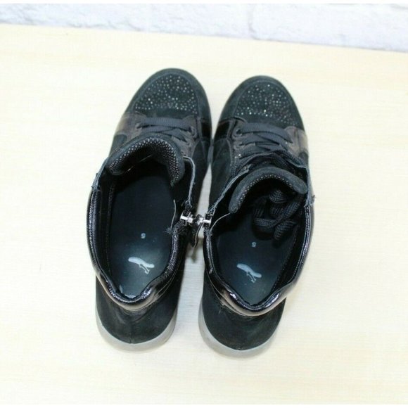 Ara Luftpolster Black Suede Studded Side Zip Laced Mid Top Sneakers Size 7.5 - Picture 6 of 9